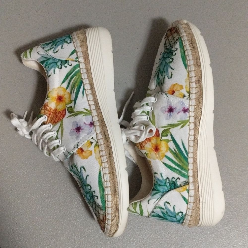 Free People Jackson tropical print lace up summer espadrille sneakers 39 - Picture 5 of 12
